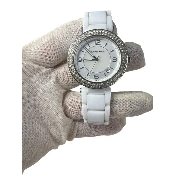 y2k vtg lot of 2 Michael Kors Ceramic Watch crystal bezel mother of pearl‎ - Picture 15 of 16